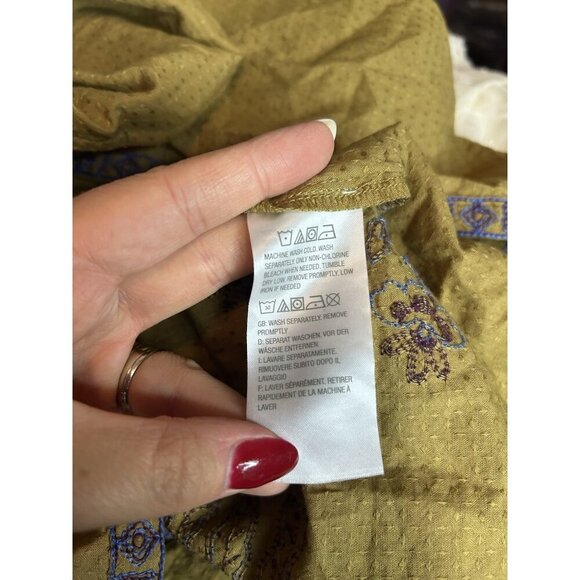 LOGO Lavish by Lori Goldstein Woven Cardigan with Embroidery NWOT Golden Sz M - Picture 11 of 11